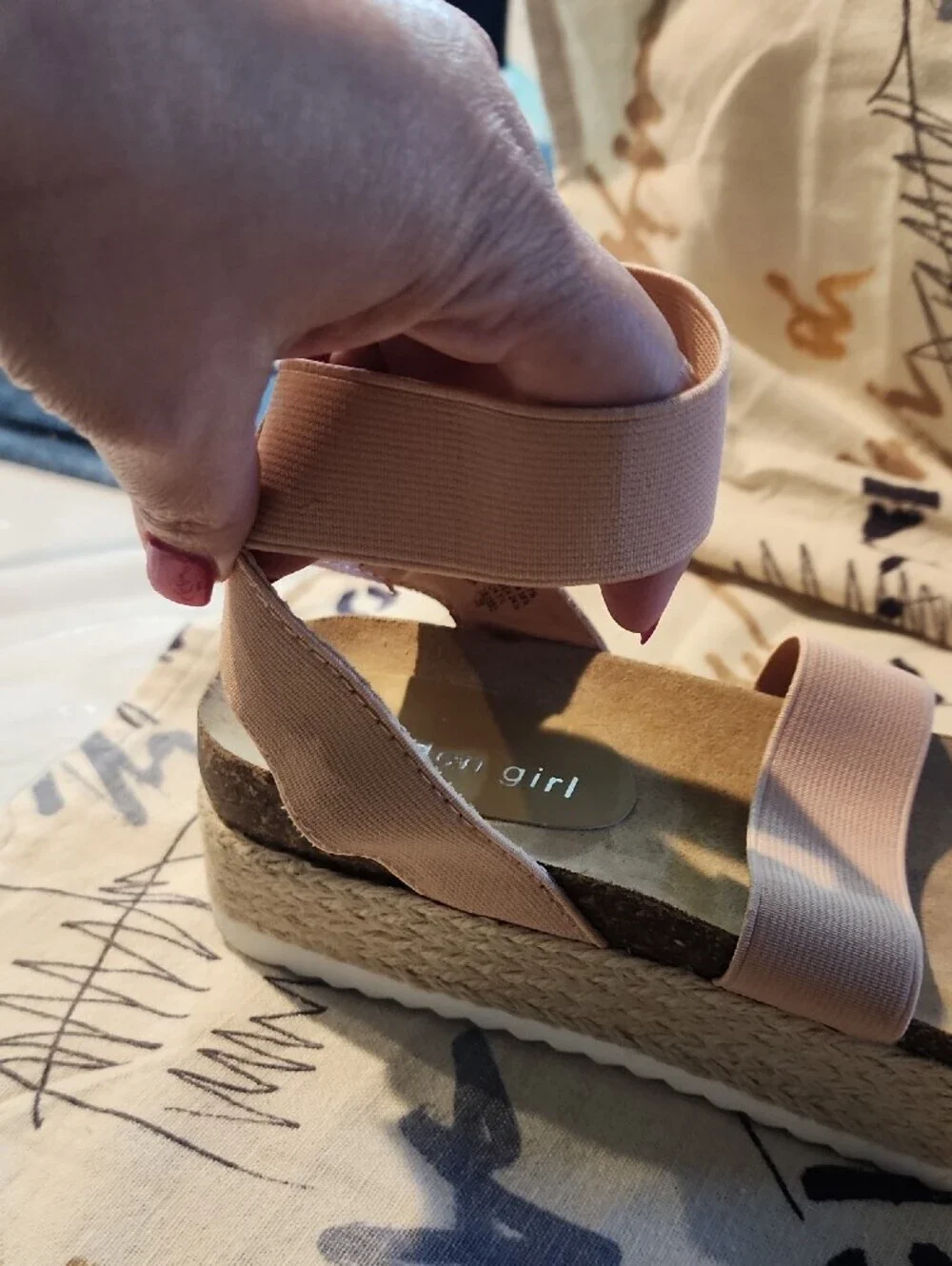 Steve Madden Pink Elastic Espadrille Platform Sandals